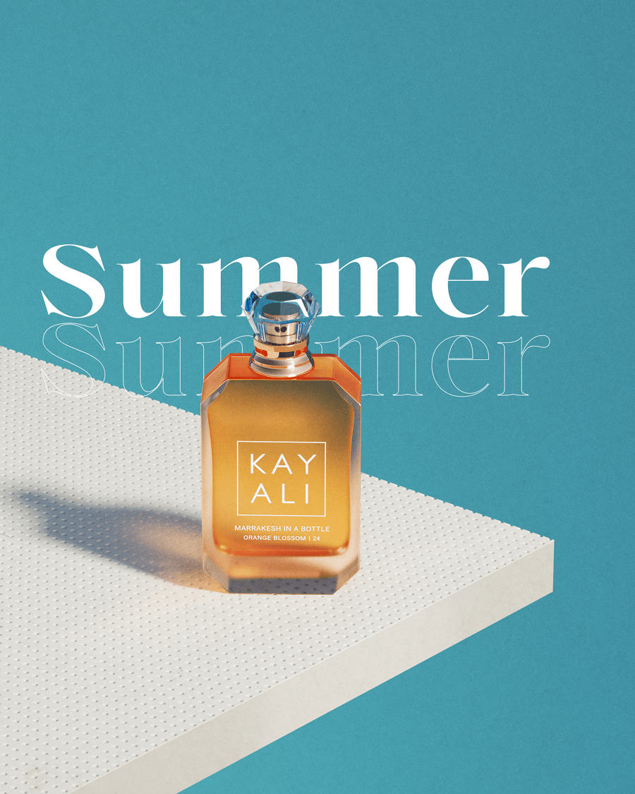 Kayali Summer Perfume Front Shot Blue Background Summer Shot