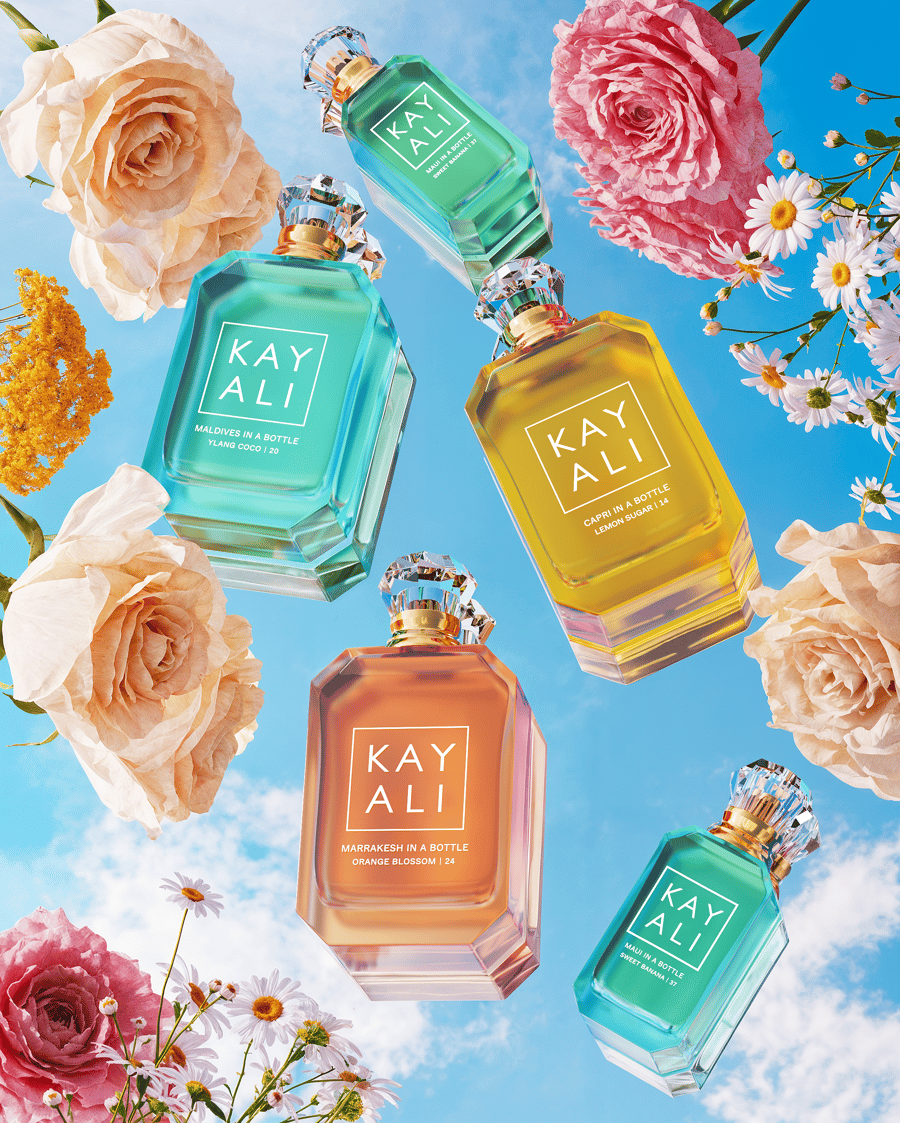 Kayali Summer Perfume Many High Angel Blue Background With Roses
